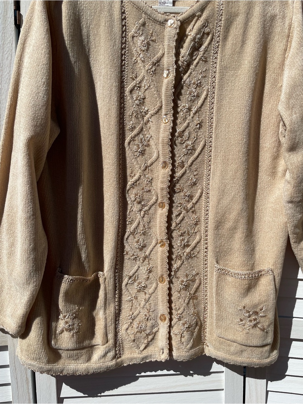 Vintage Jenny Floral Embellished Embroidered Cardigan Sweater Womens XL - Picture 5 of 8